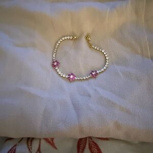 Elegant Pink and Gold Flower Bracelet